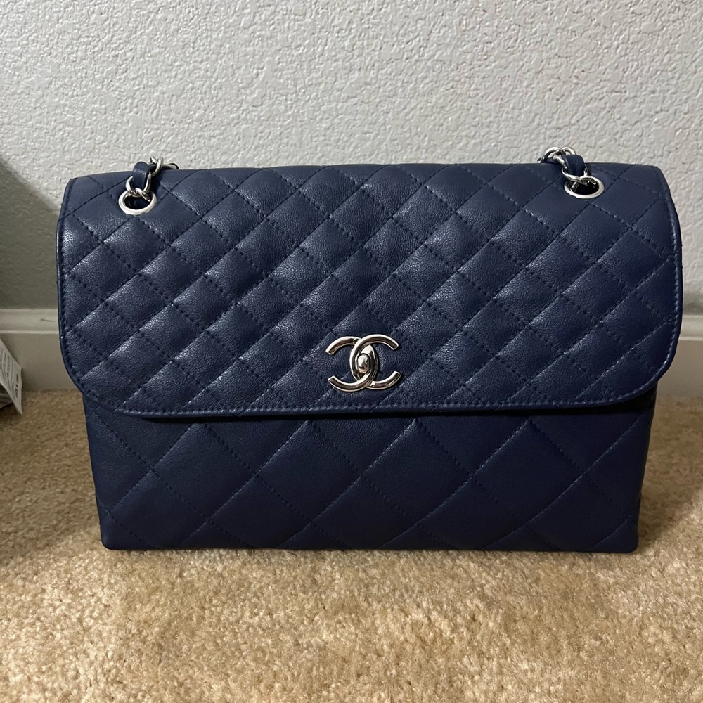 Chanel Business Flap Maxi Blue